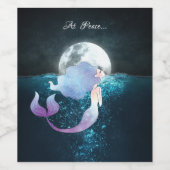 Meerjungfrau schwimmen unter Vollmond Weinetikett (Einzelnes Label)