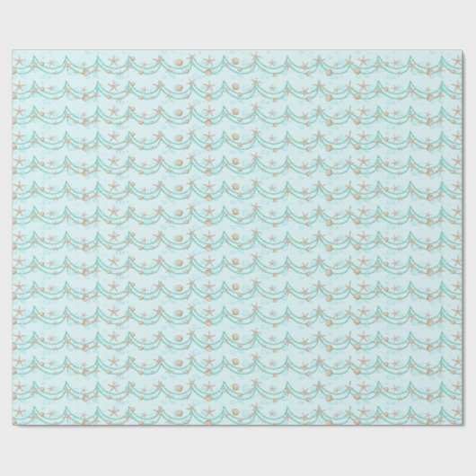 Meerjungfrau | Seashell and Pearl Scallop Geschenkpapier (Flach)