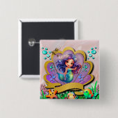 Meerjungfrau, Seashell, Freunde von Meerestieren,  Button (Vorne & Hinten)