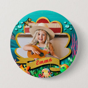 Meerjungfrau, Seashell, Freunde von Meerestieren, Button