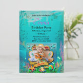 Meerjungfrau, Seashell, Freunde von Meerestieren, Einladung (Stehend Vorderseite)