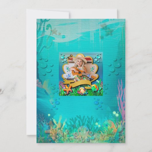 Meerjungfrau, Seashell, Freunde von Meerestieren, Einladung (Rückseite)