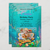 Meerjungfrau, Seashell, Freunde von Meerestieren, Einladung (Vorne/Hinten)