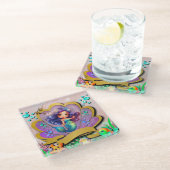 Meerjungfrau, Seashell, Freunde von Meerestieren, Glasuntersetzer (Schrägansicht)