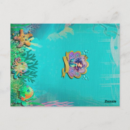 Meerjungfrau, Seashell, Freunde von Meerestieren, Postkarte (Rückseite)