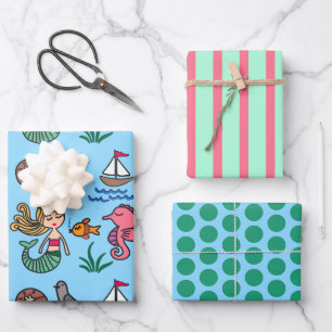 Meerjungfrau-Seepferdchen-Geschenkpapier-Set Geschenkpapier Set