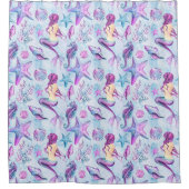 Meerjungfrau-Seepferdstarfish-Lavendel-u. Duschvorhang (Vorderseite)