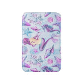 Meerjungfrau-Seepferdstarfish-Lavendel und Blau Badematte (Vorderseite Vertikal)