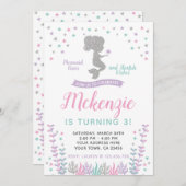 Meerjungfrau, Silber und Lila Einladung (Vorne/Hinten)