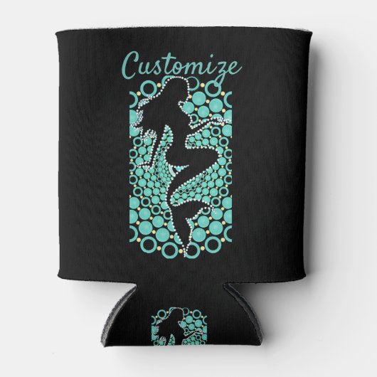 Meerjungfrau-Silhouette in Blasen Thunder_Cove Dosenkühler (Vorderseite)