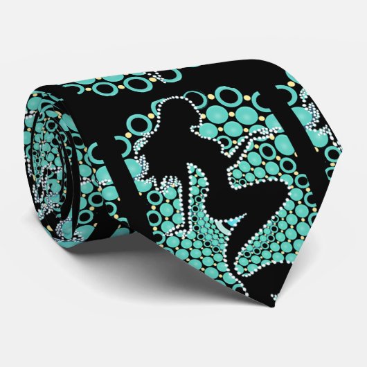 Meerjungfrau-Silhouette in Blasen Thunder_Cove Krawatte (Gerollt)