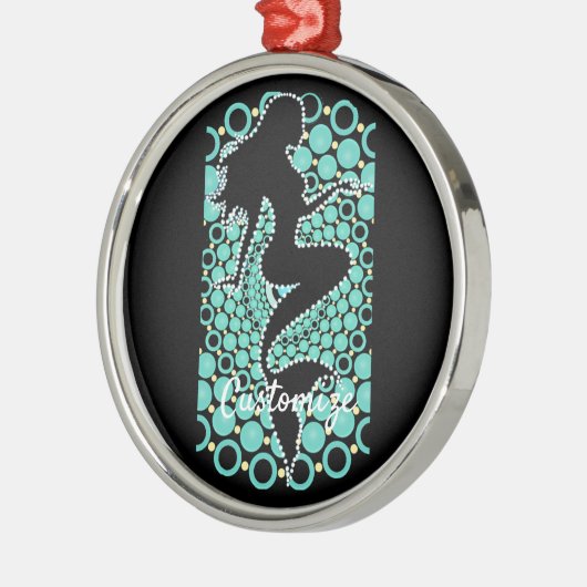 Meerjungfrau-Silhouette in Blasen Thunder_Cove Ornament Aus Metall (Links)