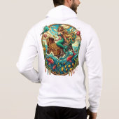 Meerjungfrau sitzend auf einem Felsen mit einem of Hoodie (Rückseite)