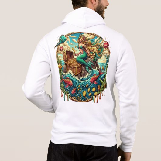 Meerjungfrau sitzend auf einem Felsen mit einem of Hoodie (Rückseite)