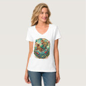 Meerjungfrau sitzend auf einem Felsen mit einem of T-Shirt (Vorderseite Vollansicht)