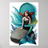 Meerjungfrau sitzt auf einem Felsen | Art der AI Poster (Vorne)