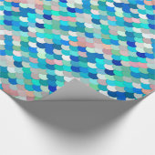 Meerjungfrau-Skalen, Aqua, Muschel-Rosa und Kobalt Geschenkpapier (Ecke)