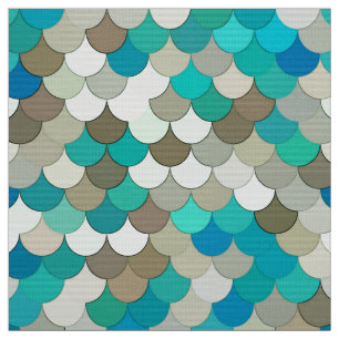 Meerjungfrau-Skalen, Türkis, Aqua, Taupe u. Creme Stoff