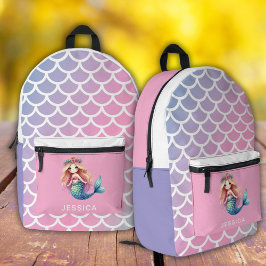 Meerjungfrau skaliert Lila und rosa Druck schneide Bedruckter Rucksack