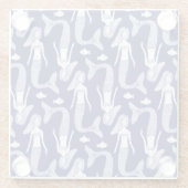 Meerjungfrau Sketch: Vintages Fischmuster. Glasuntersetzer (Rückseite)