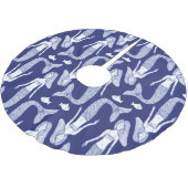 Meerjungfrau Sketch: Vintages Fischmuster. Polyester Weihnachtsbaumdecke (Schrägansicht)
