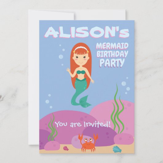 Meerjungfrau Sommer Geburtstagsfeier Einladung (Vorderseite)