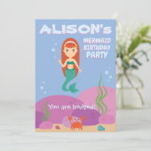 Meerjungfrau Sommer Geburtstagsfeier Einladung (Stehend Vorderseite)