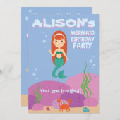 Meerjungfrau Sommer Geburtstagsfeier Einladung (Vorne/Hinten)