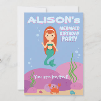 Meerjungfrau Sommer Geburtstagsfeier Einladung