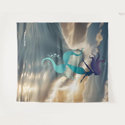 Meerjungfrau Sonnenaufgang Personalisierte Tapesta Wandteppich (Vorderseite (Horizontal))