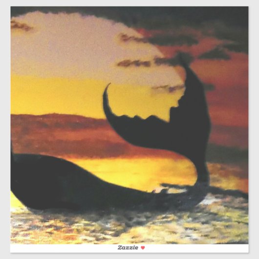 Meerjungfrau-Sonnenuntergangsmalerei #2 Aufkleber (Blatt)