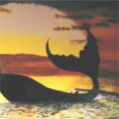 Meerjungfrau-Sonnenuntergangsmalerei #2 Aufkleber (Vorderseite)