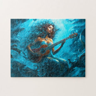 Meerjungfrau spielt Gitarre Unterwasser-Fantasy-Ge Puzzle