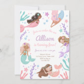 Meerjungfrau Splash unter dem Meer Geburtstag Einladung (Vorderseite)