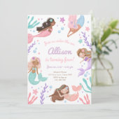 Meerjungfrau Splash unter dem Meer Geburtstag Einladung (Stehend Vorderseite)