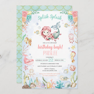 Meerjungfrau Splash unter dem Party des Meerespool Einladung
