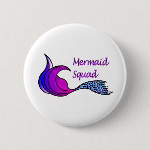 Meerjungfrau-Squad mit rosa, blauen, lila Meerjung Button