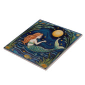 Meerjungfrau Starry Night Sea Fairytale Navy Blue Fliese (Seite)