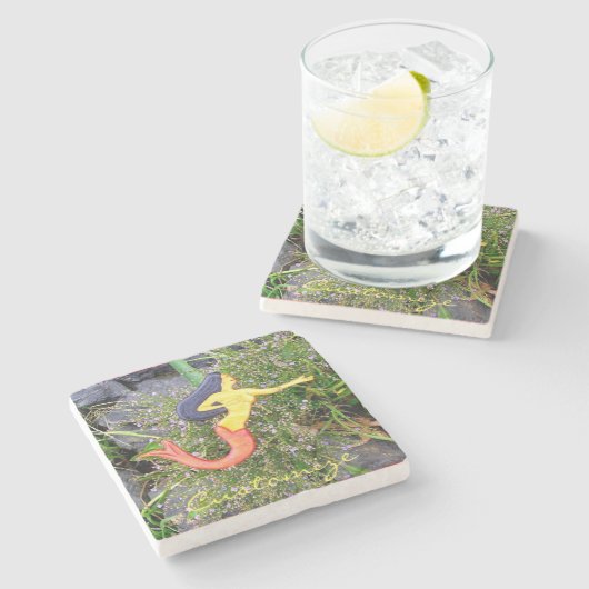 Meerjungfrau Steinuntersetzer (Seitenansicht)