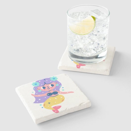 Meerjungfrau Steinuntersetzer (Seitenansicht)