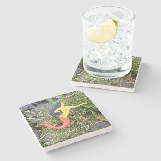 Meerjungfrau Steinuntersetzer (Seitenansicht)