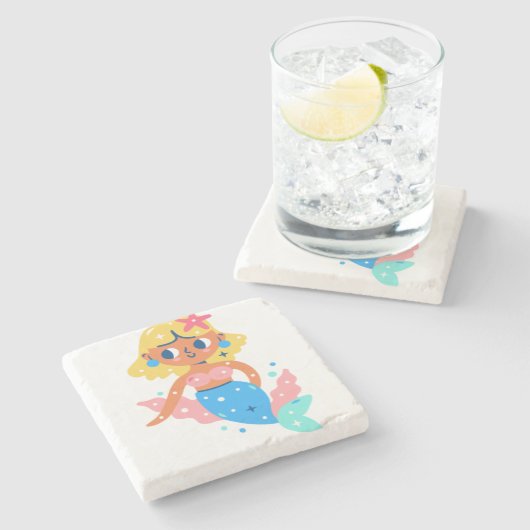 Meerjungfrau Steinuntersetzer (Seitenansicht)