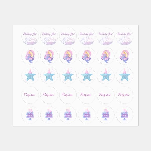 Meerjungfrau-Sticker-Set Etiketten (Blatt)