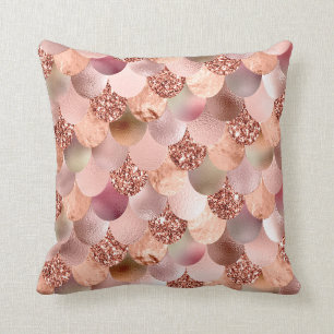 Meerjungfrau stuft Girly Rosen-GoldGlitzer-Kupfer Kissen