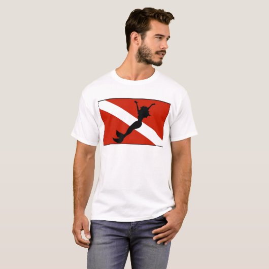 Meerjungfrau-Taucher-Flagge T-Shirt (Vorne ganz)