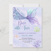 Meerjungfrau taucht in 5. Geburtstagsparty Einladung (Vorderseite)