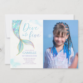 Meerjungfrau taucht in 5. Geburtstagsparty Foto Einladung