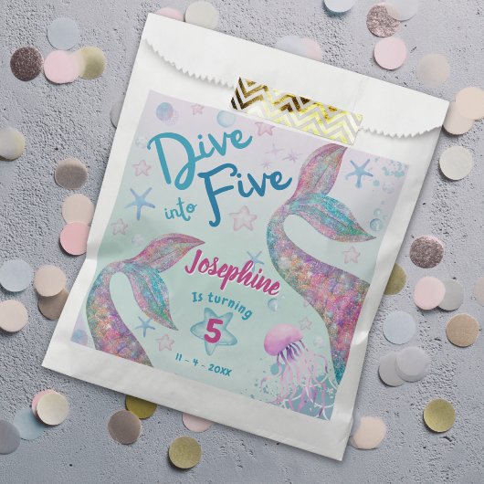 Meerjungfrau taucht in fünf fünf Geburtstag Wasser Geschenktütchen