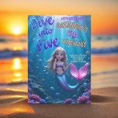 Meerjungfrau taucht in fünf unter dem Meer Einladung