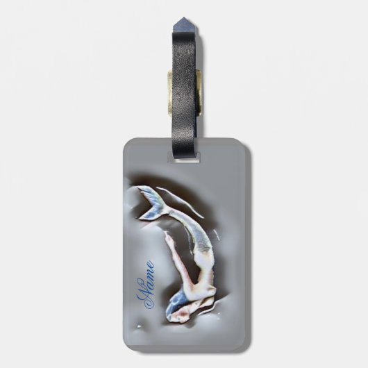 Meerjungfrau Thunder_Cove Grau Gepäckanhänger (Rückseite vertikal)